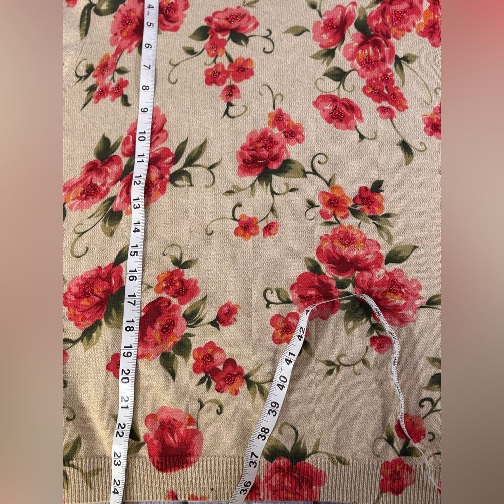 Vintage Alfred Dunner Floral Cottagecore Coastal Grandma Holiday Crew Sweater M - Picture 10 of 10